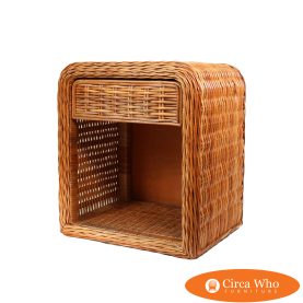 Small Braided Rattan Single Nightstand