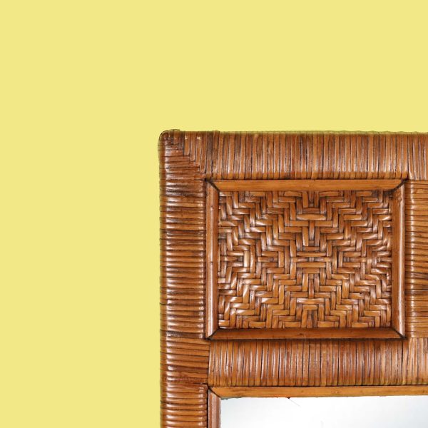 Geometric Rectangular Rattan Wrapped Mirror - Image 2