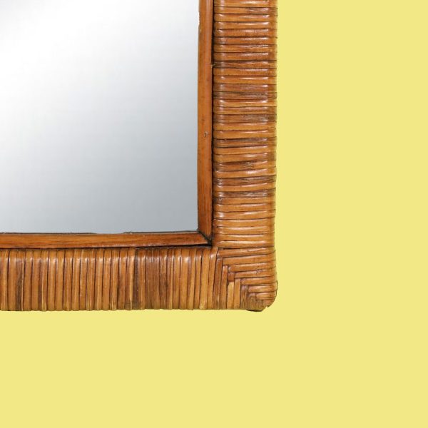 Geometric Rectangular Rattan Wrapped Mirror - Image 3