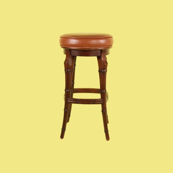 Set of 3 Round Leather Palecek Barstools - Image 2