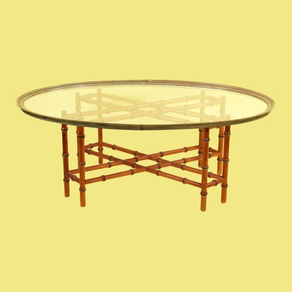 Faux Bamboo Glass Top Coffee Table By Baker - Image 2