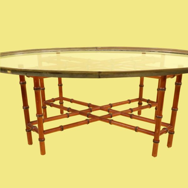 Faux Bamboo Glass Top Coffee Table By Baker - Image 4