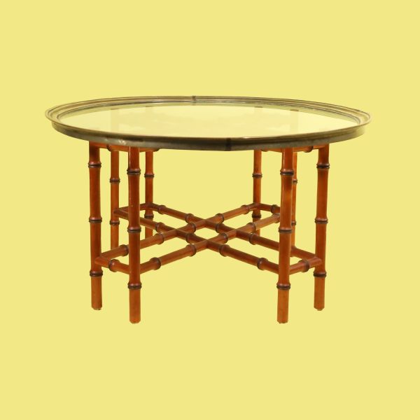 Faux Bamboo Glass Top Coffee Table By Baker - Image 3