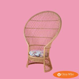 Newly Upholstered Monumental Rattan Peacock Chair