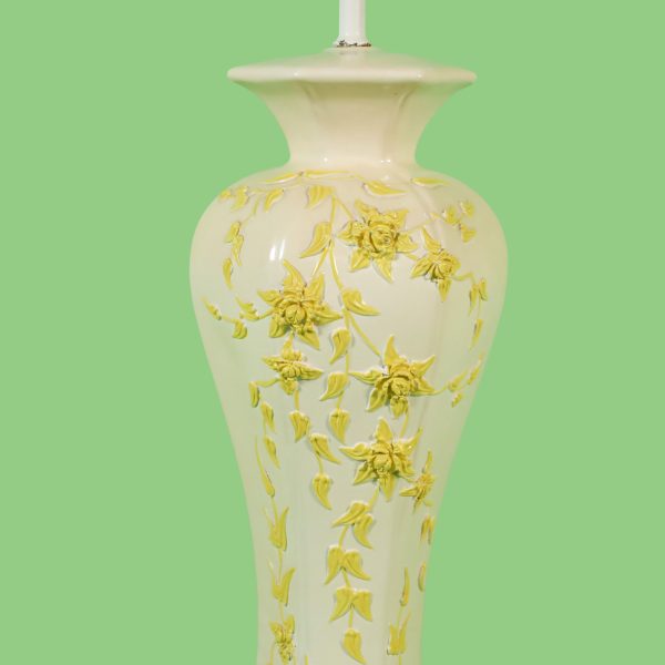 Pair of Boho Yellow Floral Table Lamps - Image 3