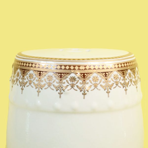 Vintage White Ceramic Garden Seat - Image 3