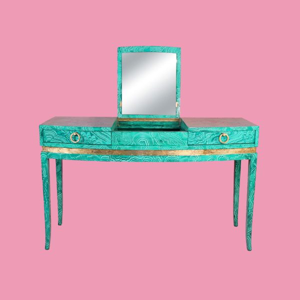 Hand Painted Marbled Vanity with Mirror - Image 3