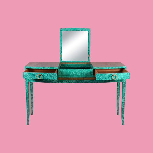 Hand Painted Marbled Vanity with Mirror - Image 4