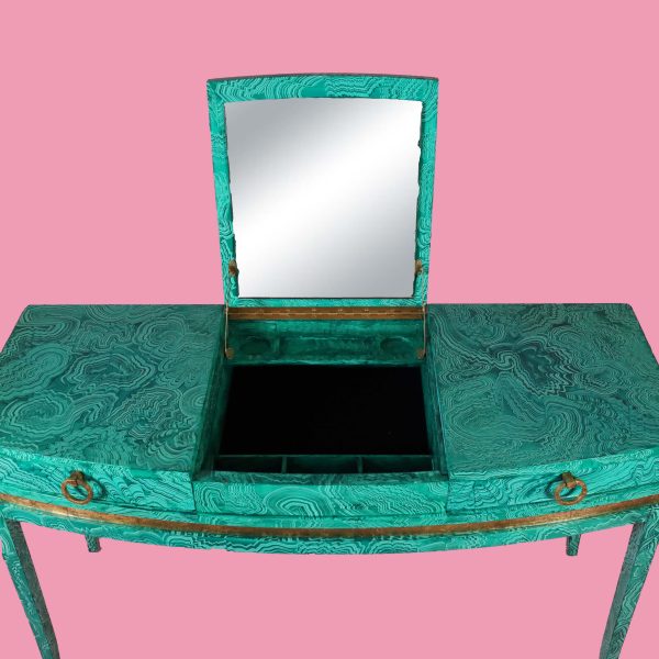 Hand Painted Marbled Vanity with Mirror - Image 8