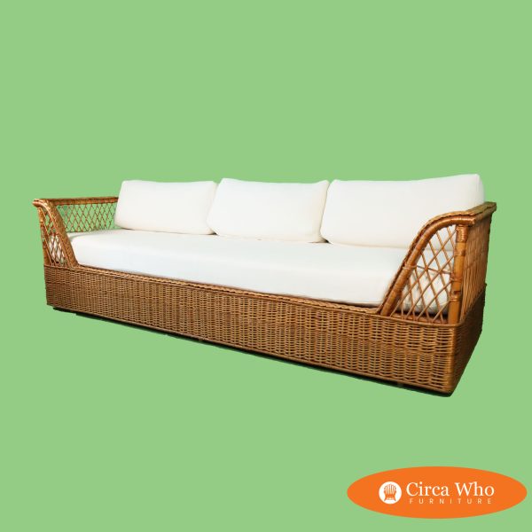 Newly Upholstered Rattan Daybed by McGuire