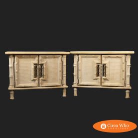 Vintage Pair of Faux Bamboo Nightstands