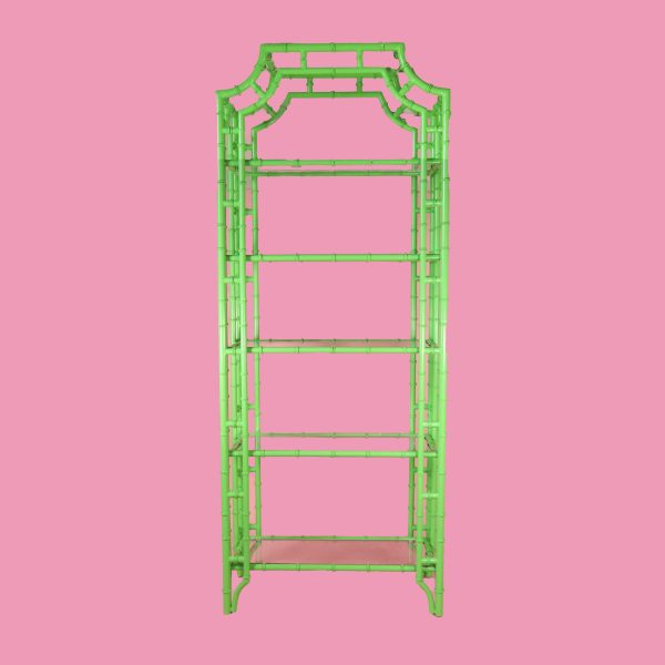 Faux Bamboo Metal Green Etagere - Image 2