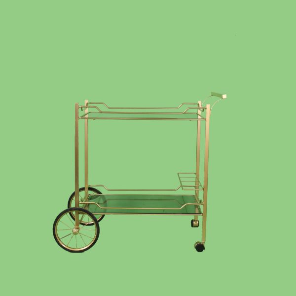 Vintage Small Metallic Bar Cart - Image 2