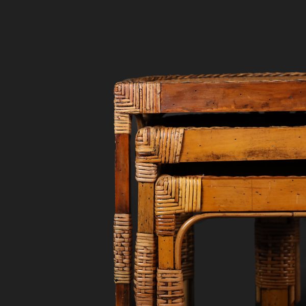 Woven Rattan Nesting Tables - Image 4