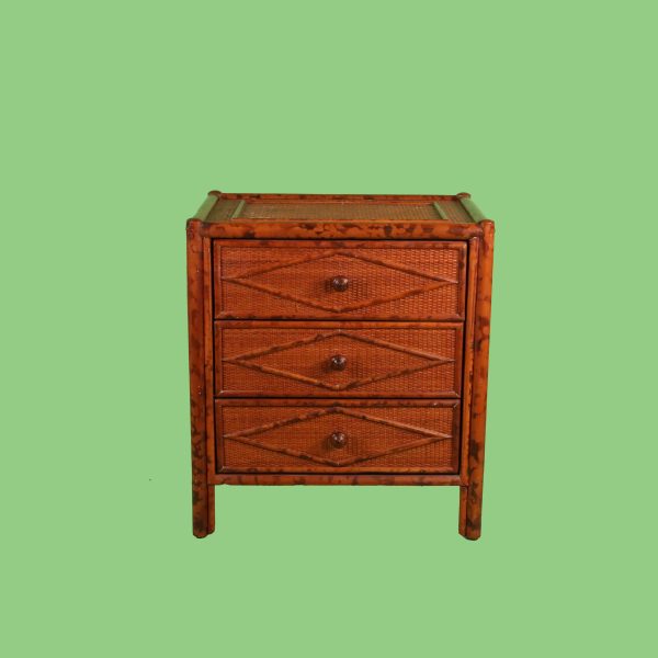 British Colonial Burnt Bamboo Nightstand - Image 2