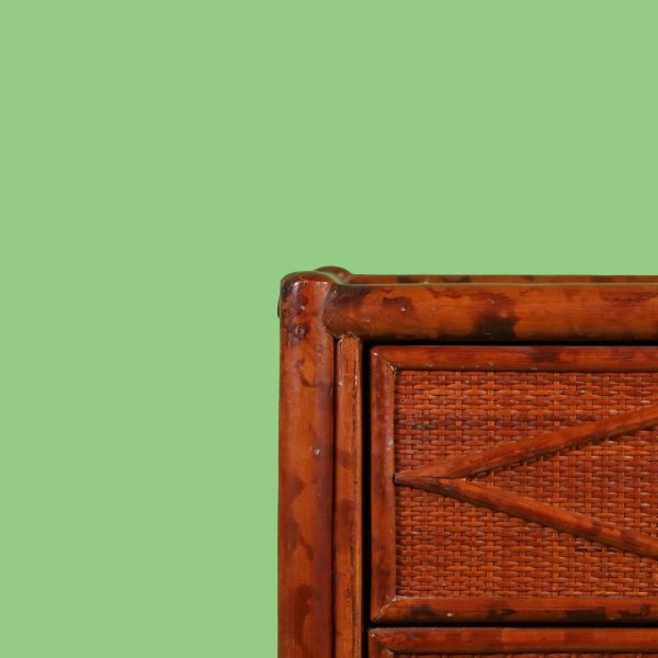 British Colonial Burnt Bamboo Nightstand - Image 7