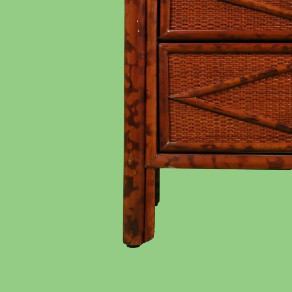 British Colonial Burnt Bamboo Nightstand - Image 6