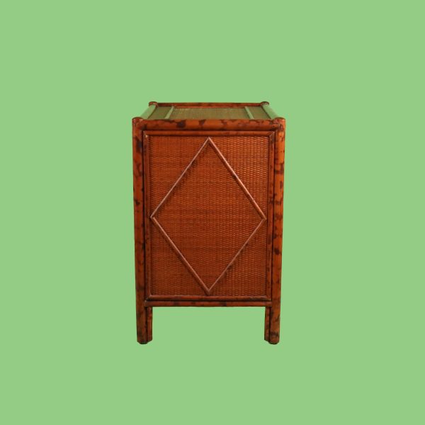 British Colonial Burnt Bamboo Nightstand - Image 3