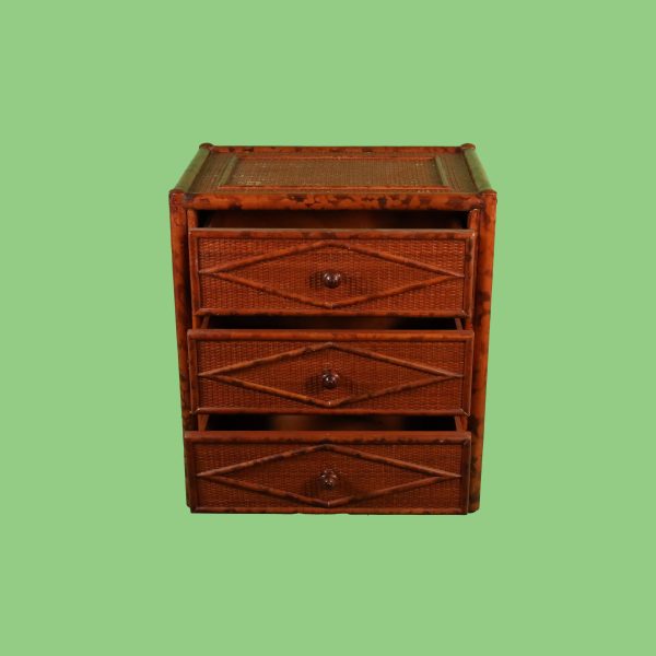 British Colonial Burnt Bamboo Nightstand - Image 5