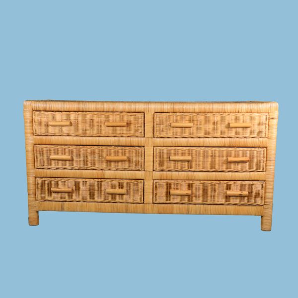 Woven Rattan and Bamboo Double Dresser - Image 2