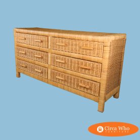 Woven Rattan and Bamboo Double Dresser