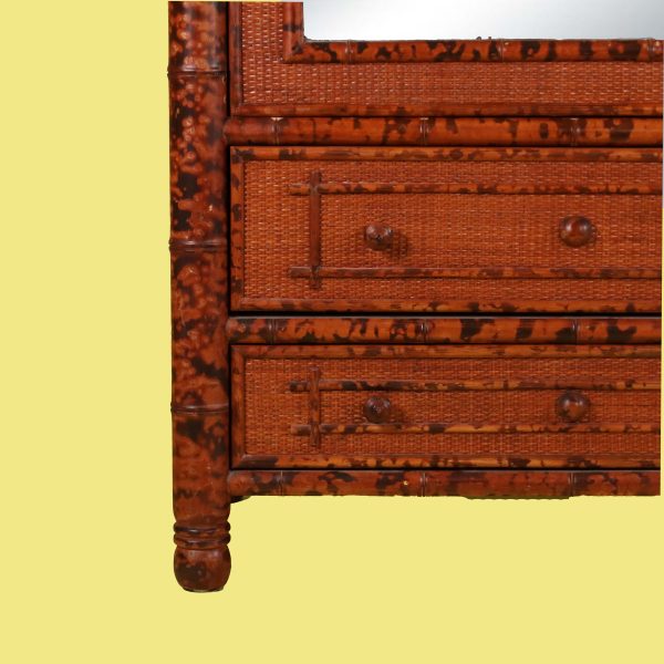 British Colonial Burnt Bamboo Armoire - Image 5