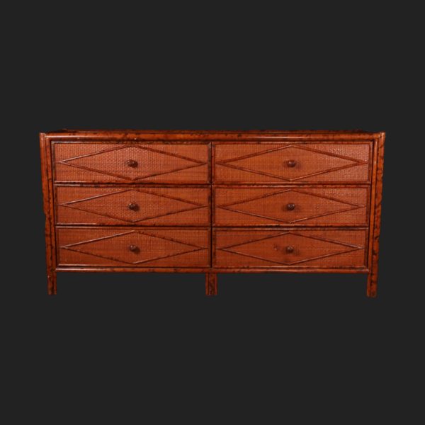 Woven Rattan and Bamboo Double Dresser - Image 2