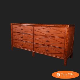 British Colonial Burnt Bamboo Double Dresser