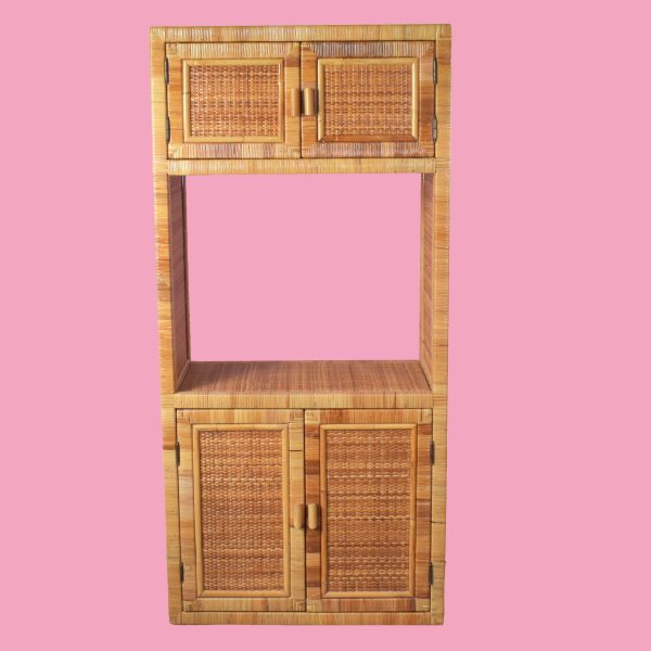 Wrapped and Woven Rattan Cabinet /Etagere