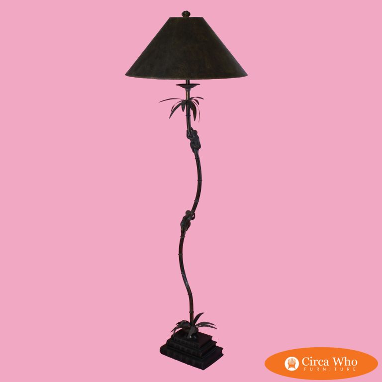 Faux Bamboo Climbing Monkeys Floor Lamp