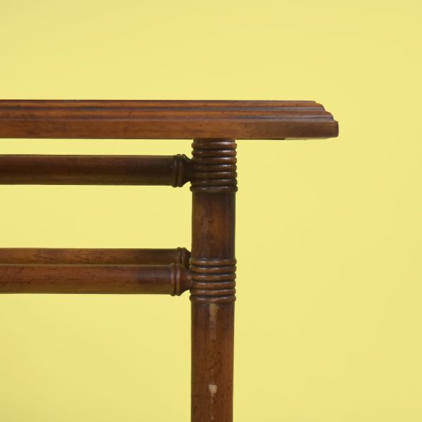 Faux Bamboo Console With Upholstered Stools