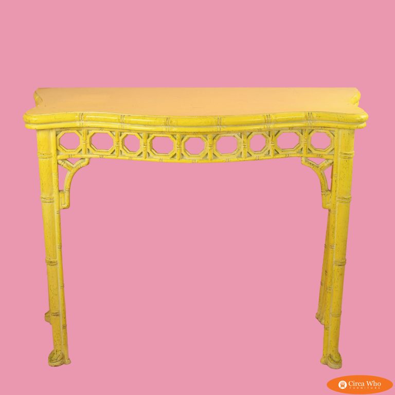 Faux Bamboo Distressed Yellow Console
