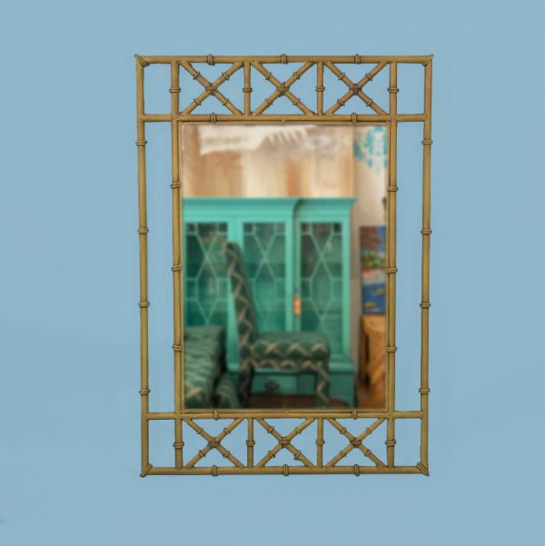 Faux Bamboo Entry Console With Mirror