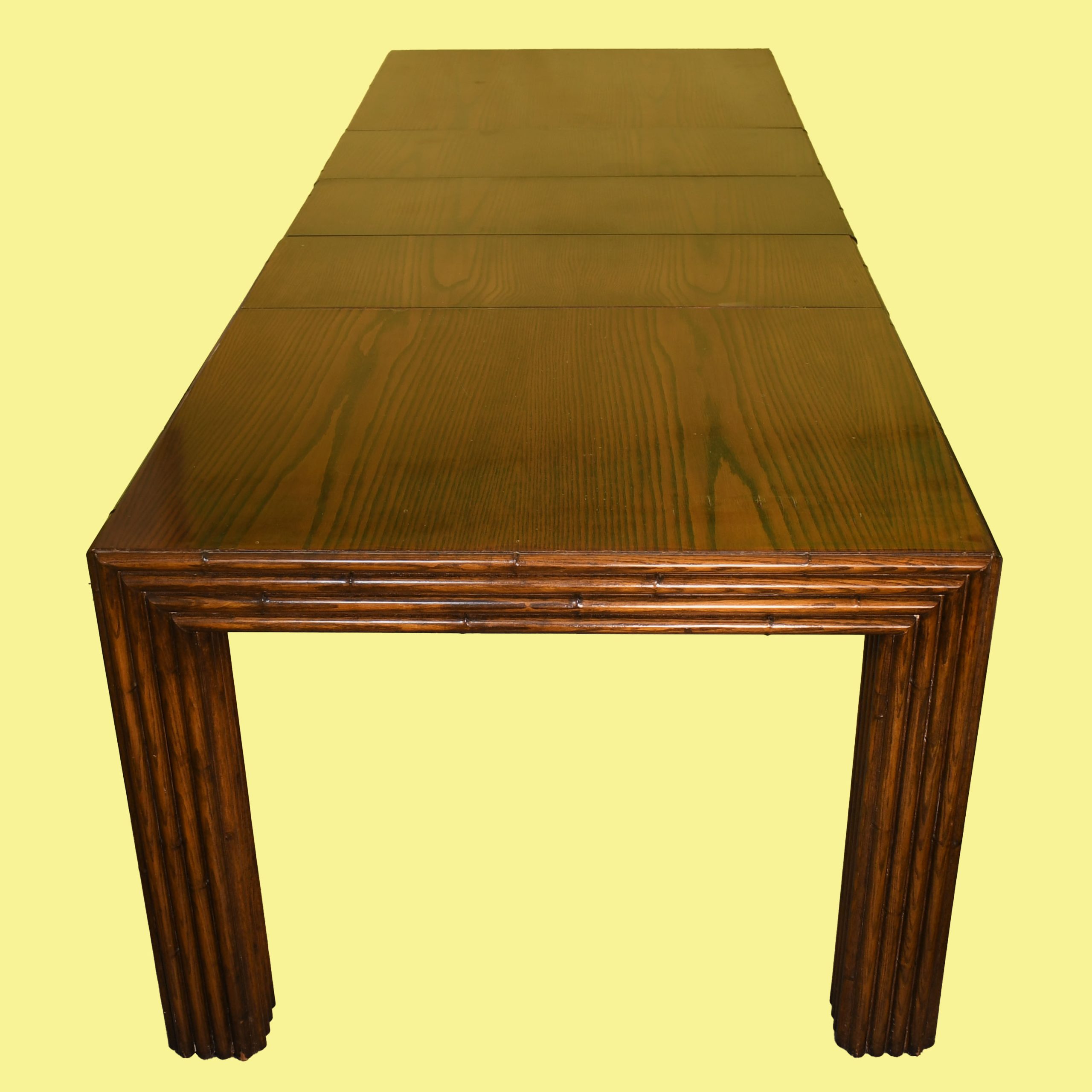 Faux Bamboo Expandable Dining Table with 3 Leaves
