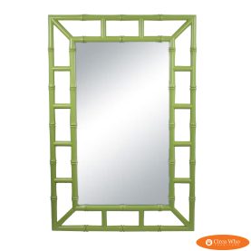 Faux Bamboo Green Fretwork Mirror