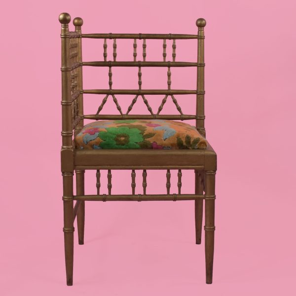 Faux Bamboo Gilded Gold Corner Chair