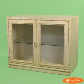 Faux Bamboo Glass Door Cabinet With Light