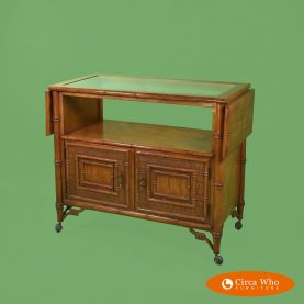 Faux Bamboo Glass Top Server in Caster
