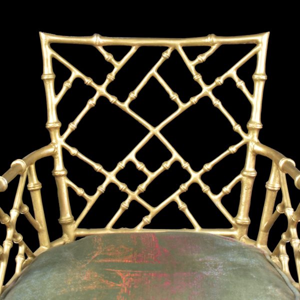 Faux Bamboo Gold Arm Chair in Casters