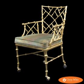 Faux Bamboo Gold Arm Chair in Casters