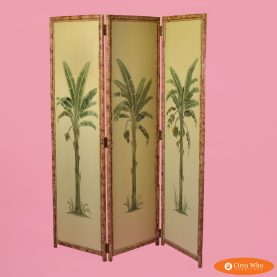 Faux Bamboo Hand-Painted Palm Tree Screen