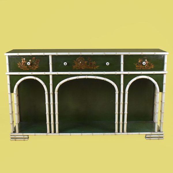 Faux Bamboo Handpainted Chinoiserie Console