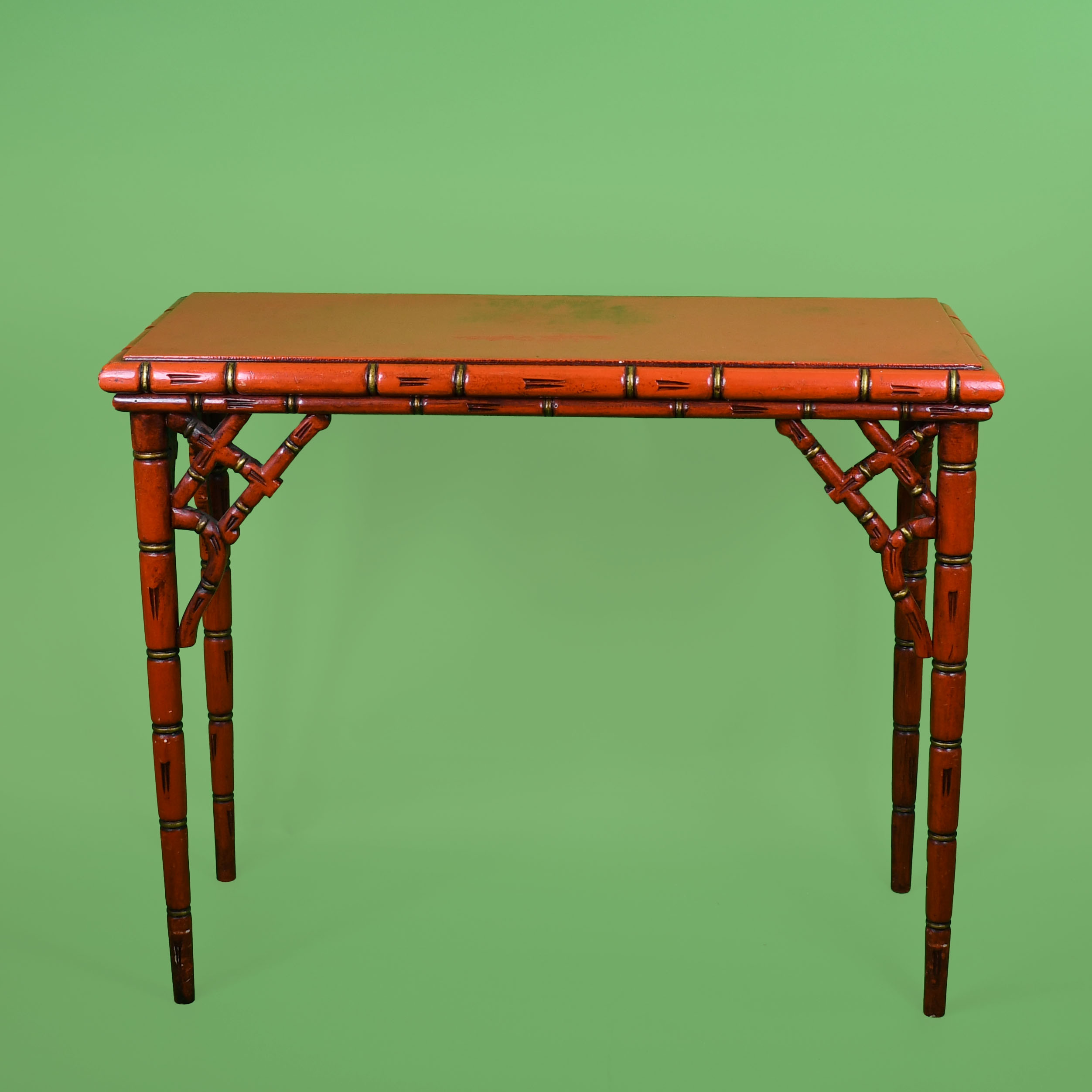 Faux Bamboo Italian Red and Gold Console