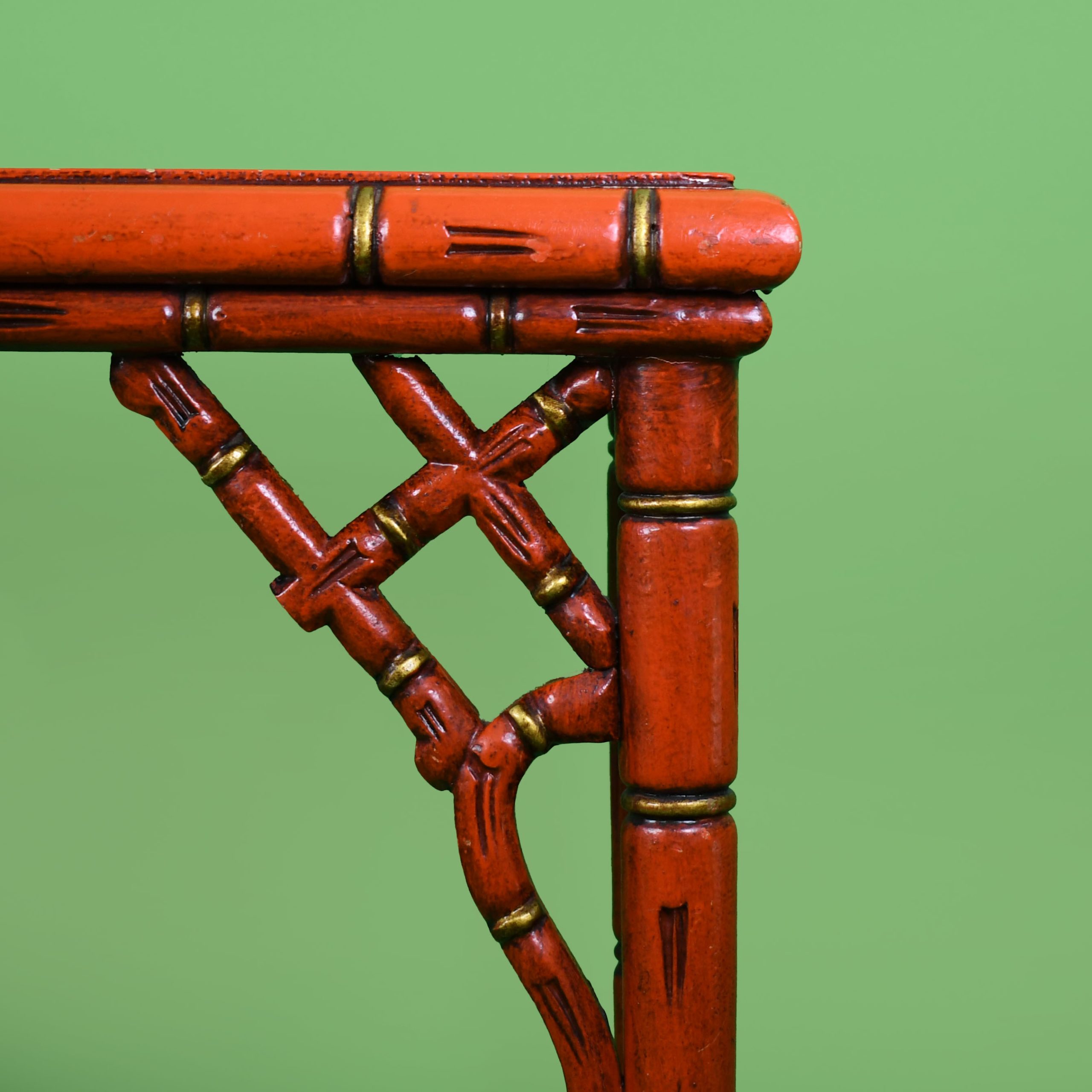 Faux Bamboo Italian Red and Gold Console