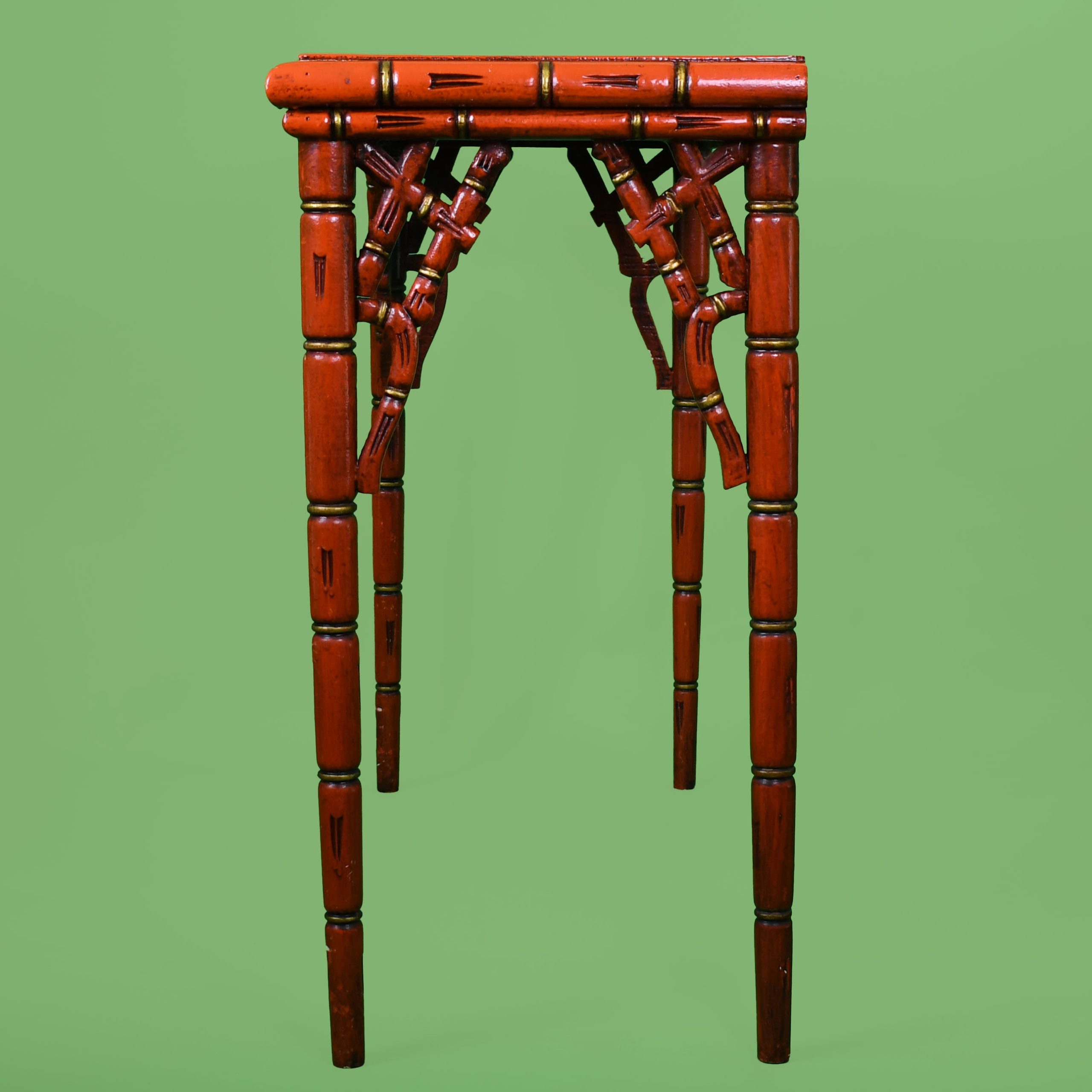 Faux Bamboo Italian Red and Gold Console