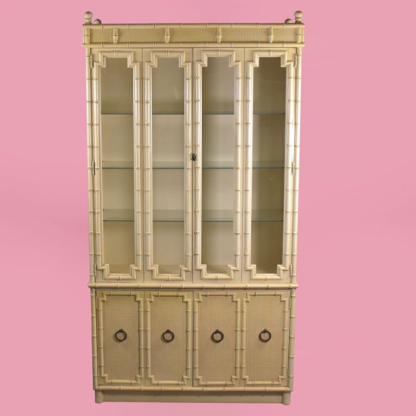 Faux Bamboo Large Breakfront Cabinet by Drexel