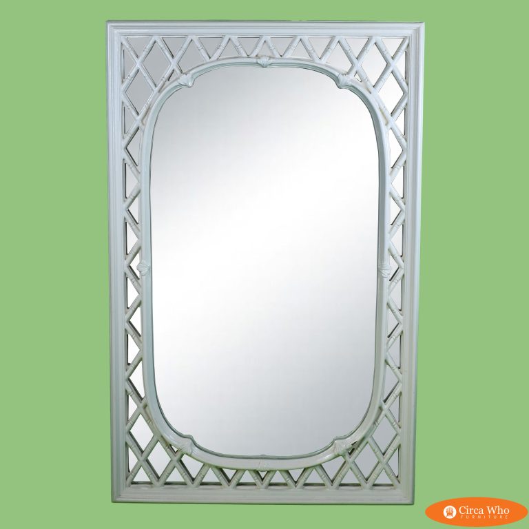 Faux Bamboo Lattice White Mirror