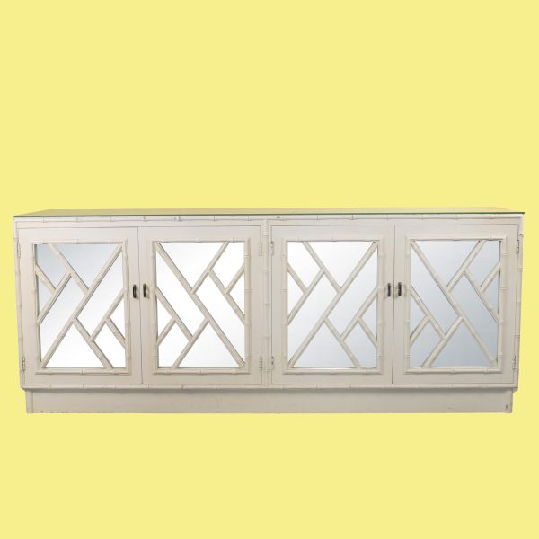 Faux Bamboo Mirrored Triple Dresser by Omega