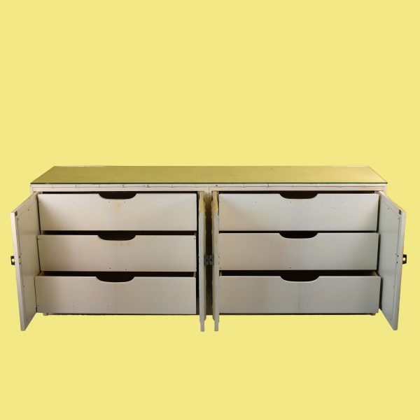 Faux Bamboo Mirrored Triple Dresser by Omega
