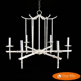 Faux Bamboo Pagoda White Chandelier